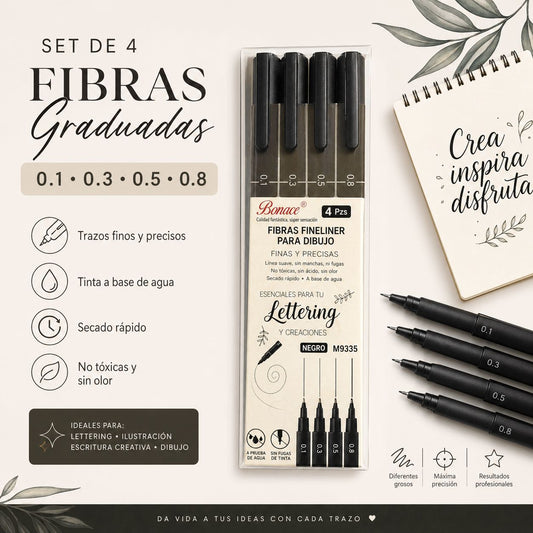 Fibras graduadas estuche x 4 (0.1, 0.3, 0.5, 0.8)
