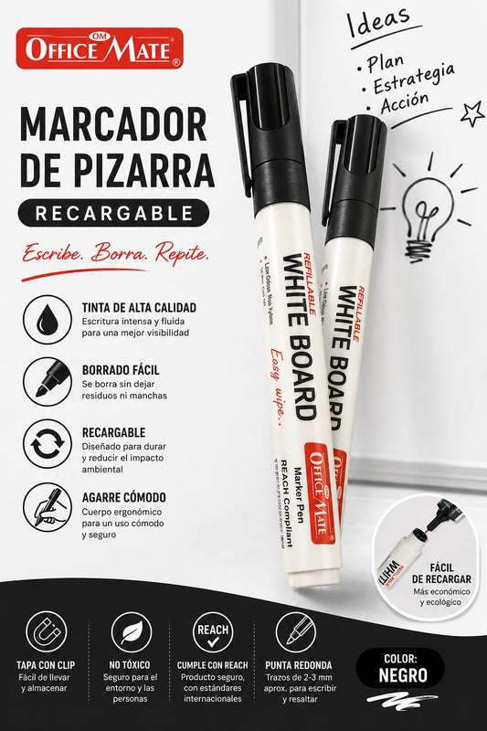 Marcador Officemate para Pizarra Recargable
