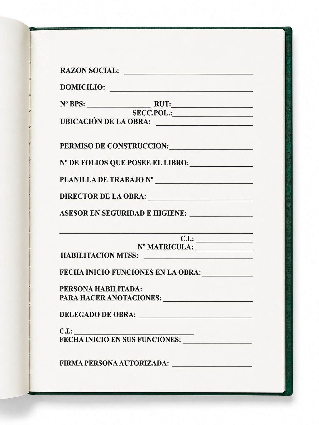 Libro de Obra, Libro de Registro Laboral ( o de Trabajo) , Libro de Asamblea