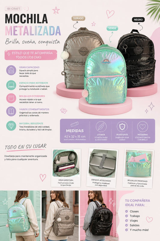 Mochila Ibi Craft Tweeny brillante