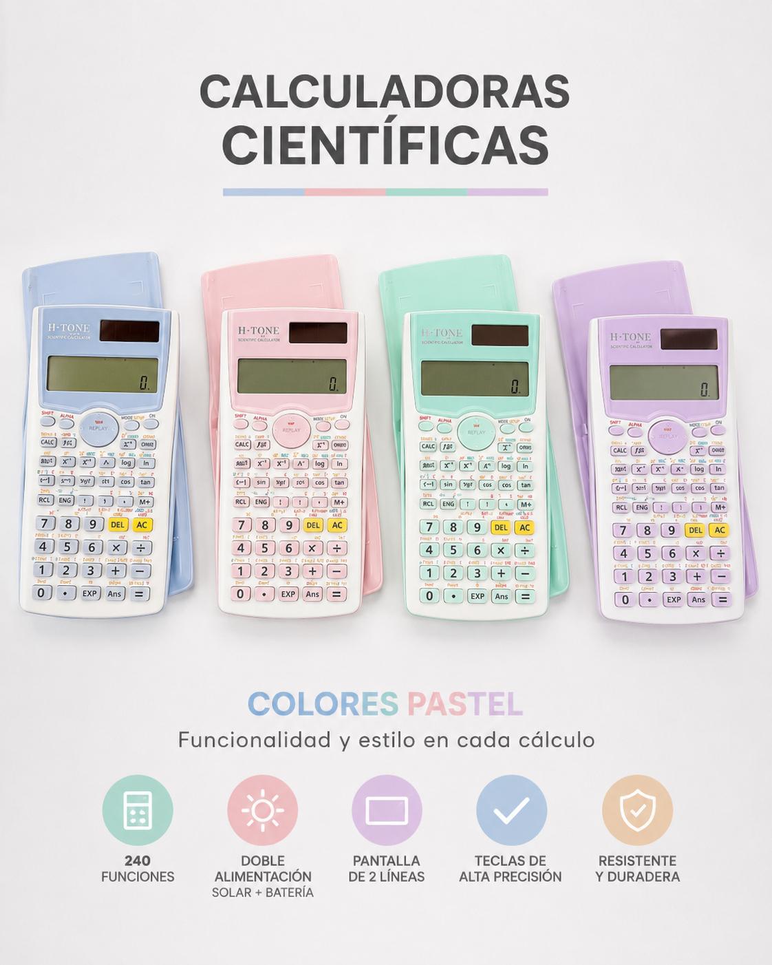 Calculadora Científica símil Fx 82 Colores Pastel