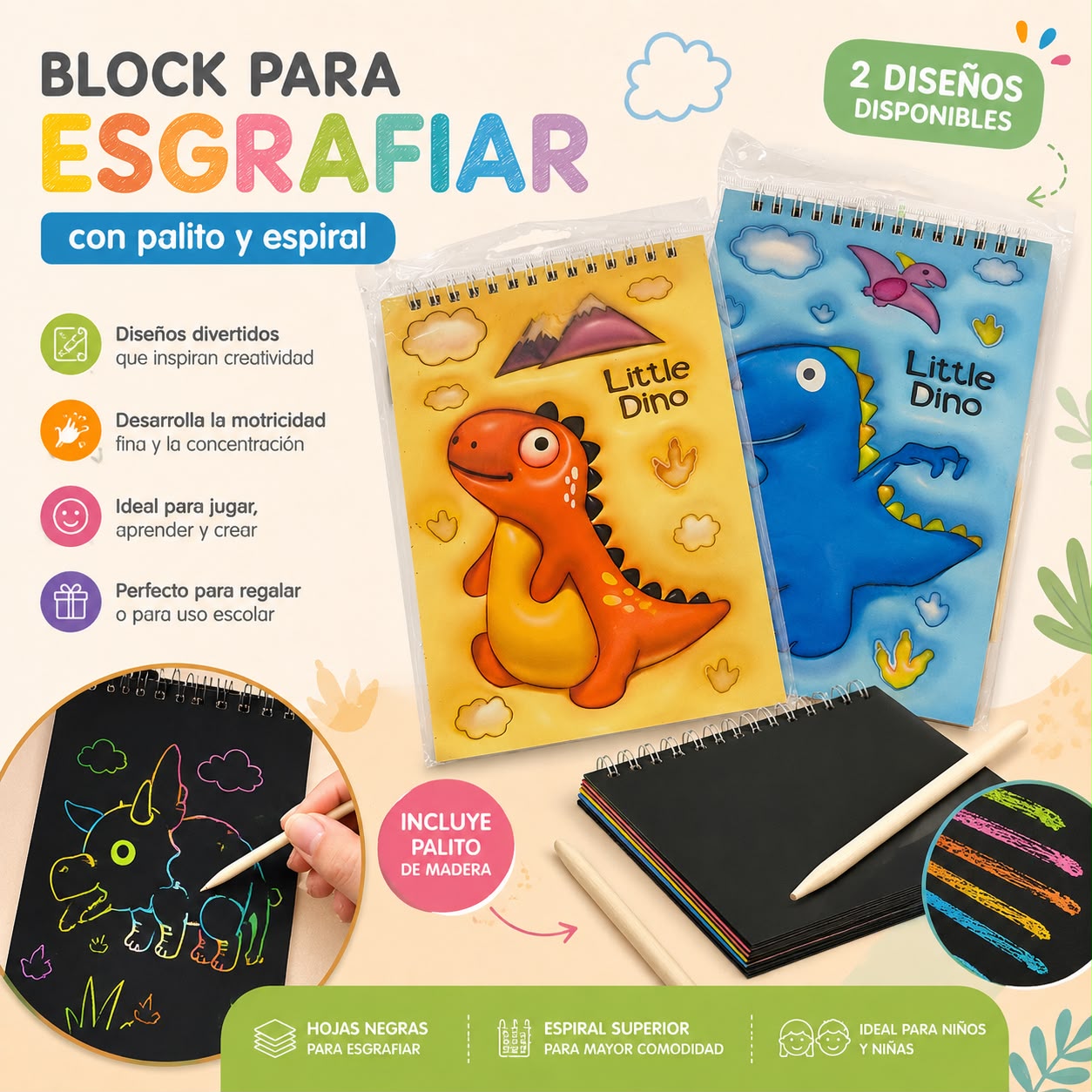 Block "Dino" de Papel para Esgrafiado