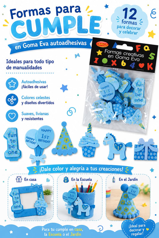 Goma eva con formas autoadhesivas Primer Cumple