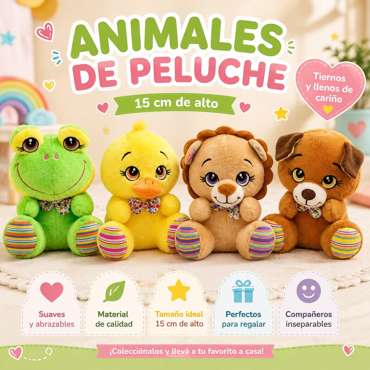 Peluches de 15cm de alto, gran variedad!!!