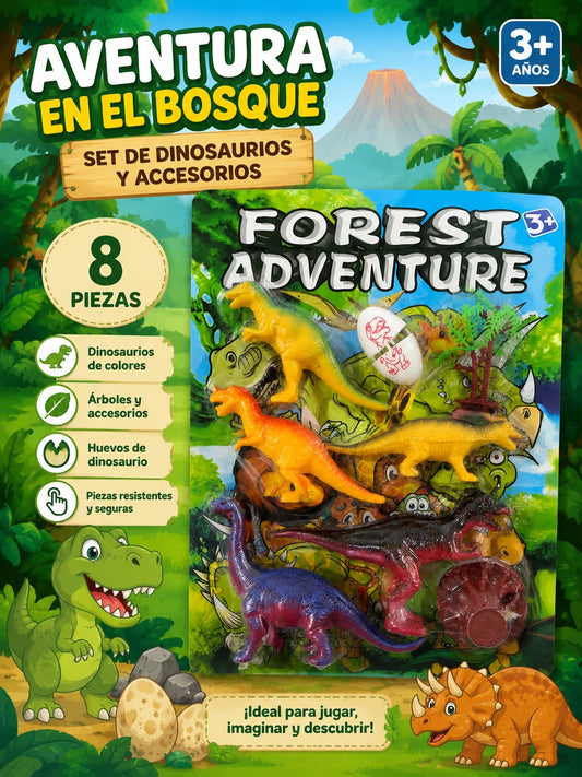 Dinosaurios plásticos en blister con accesorios