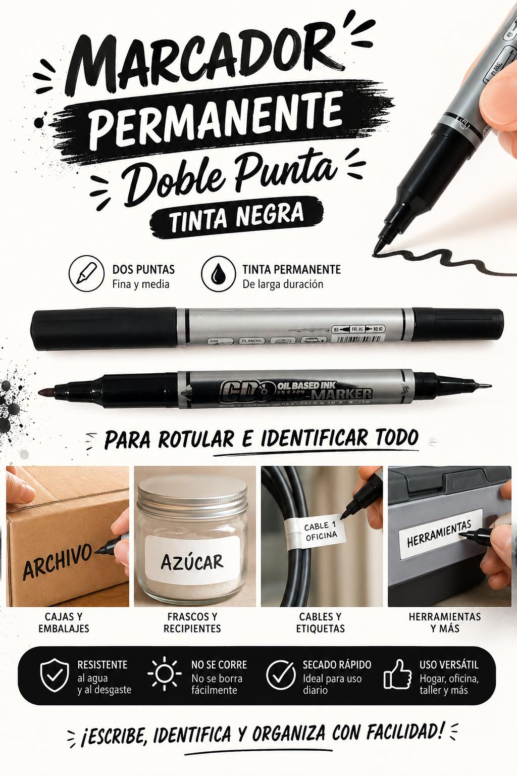 Marcador Permanente Doble Punta