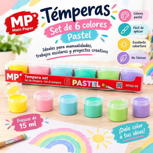 Témperas Main Paper Colore Pastel x 6 colores