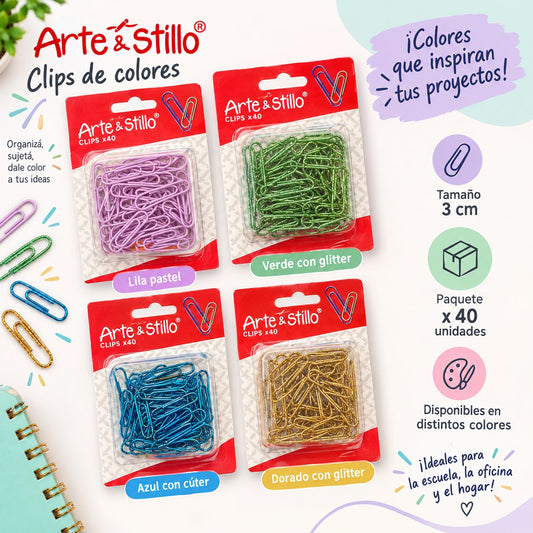 Clips de Colores 3cm x 40 Unidades