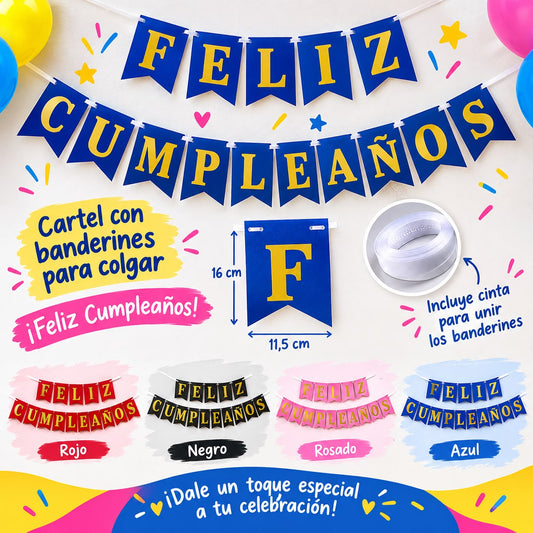 Cartel "Feliz Cumpleaños" en Banderines
