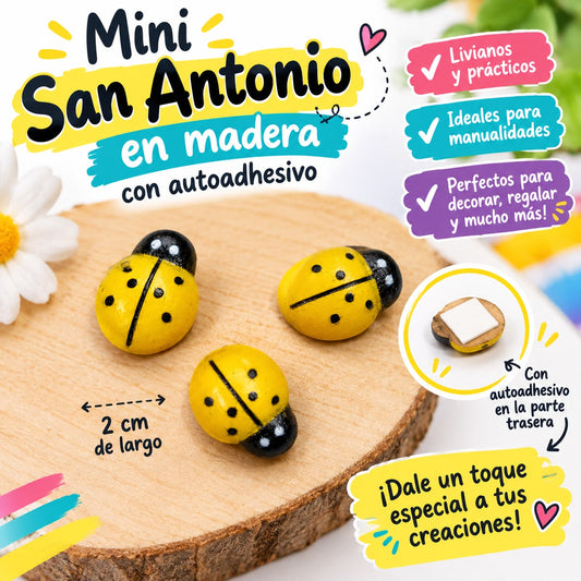 San Antonio en Madera 2cm de Largo con Autoadhesivo