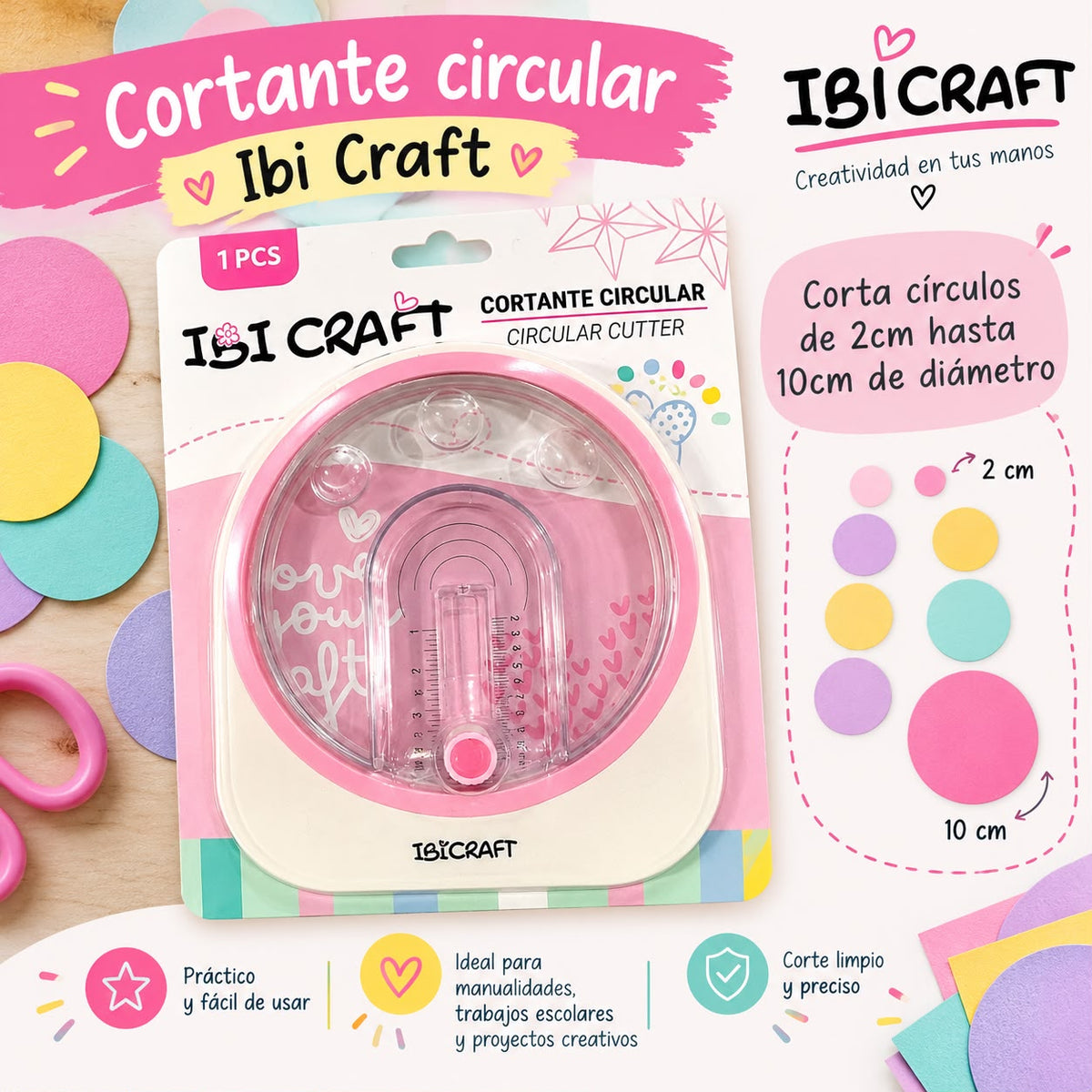 Cortante Circular Rotativo Ibi Craft (de 2cm a 10cm de diámetro)