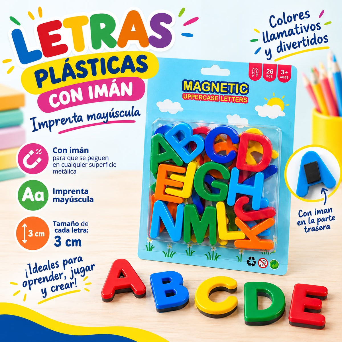 Abecedario y Números Imantados Plástico, Letras con imán
