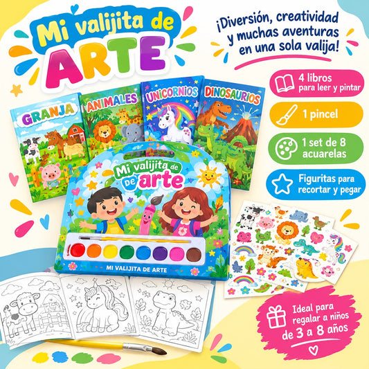 Mi Valija de Arte con libros, pinturas y pincel
