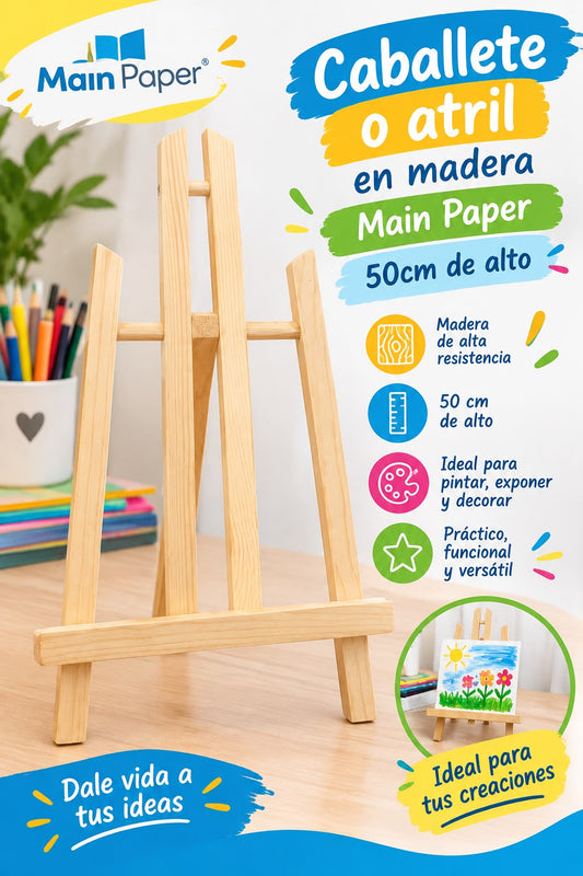 Caballete de madera Main Paper, 50cm de alto