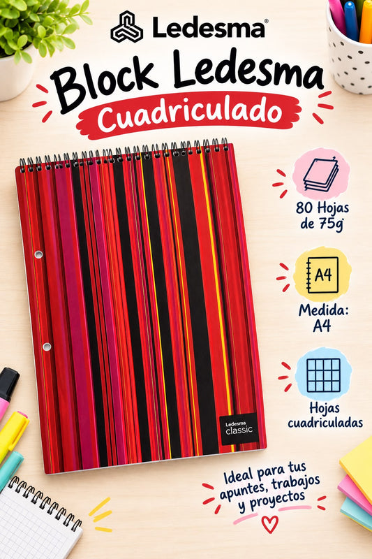 Block Ledesma Cuadriculado A4 80 hojas