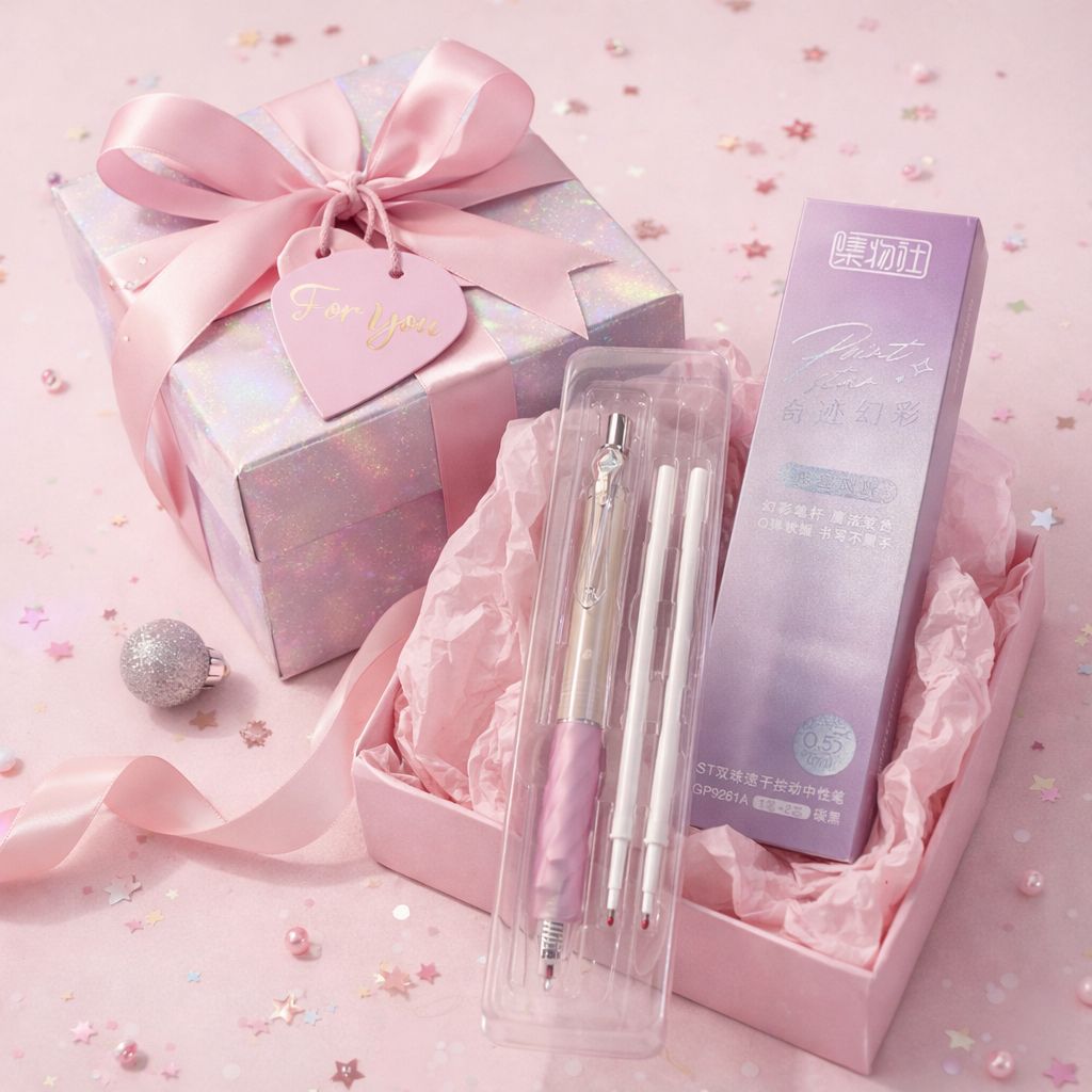 Bolígrafo Feida Gel Tinta Negra RT 0.5 En Estuche Para Regalar + 2 Repuestos