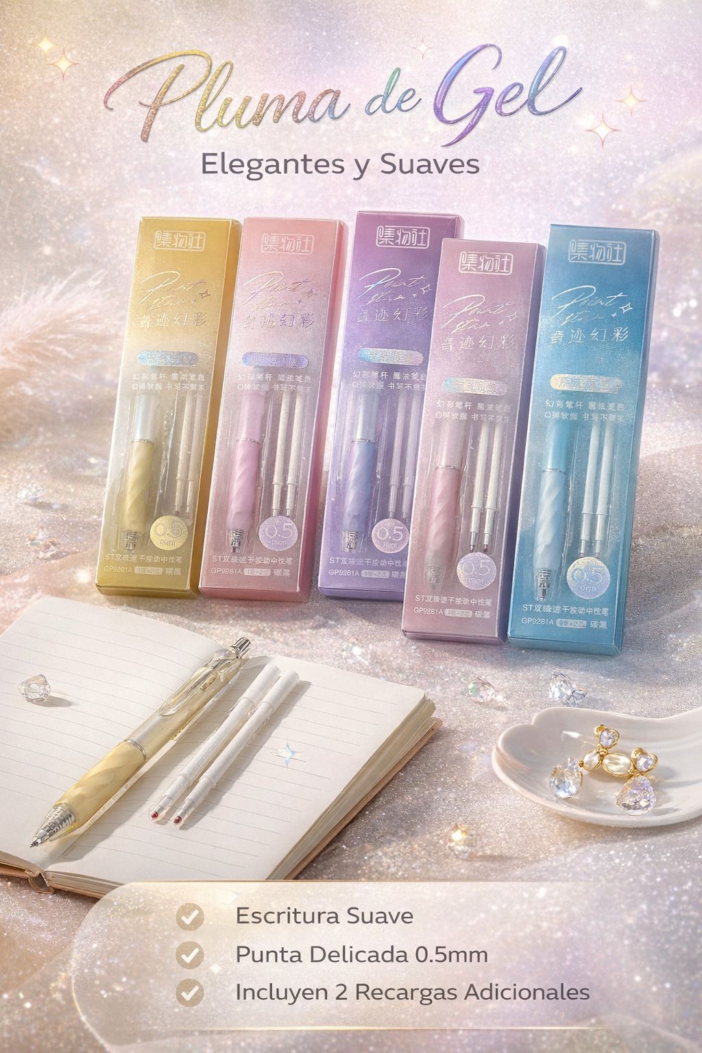 Bolígrafo Feida Gel Tinta Negra RT 0.5 En Estuche Para Regalar + 2 Repuestos