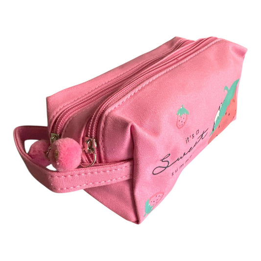 Cartuchera Saroo Sweet dos Cierres con Pompones