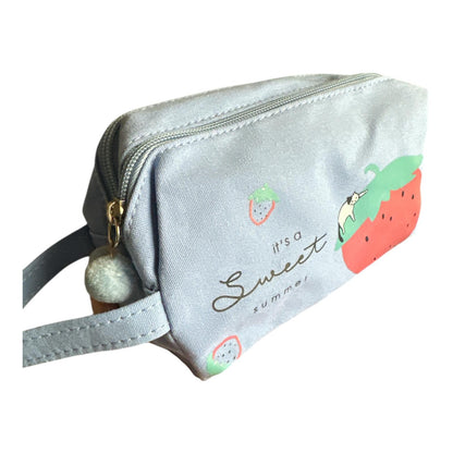 Cartuchera Saroo Sweet dos Cierres con Pompones