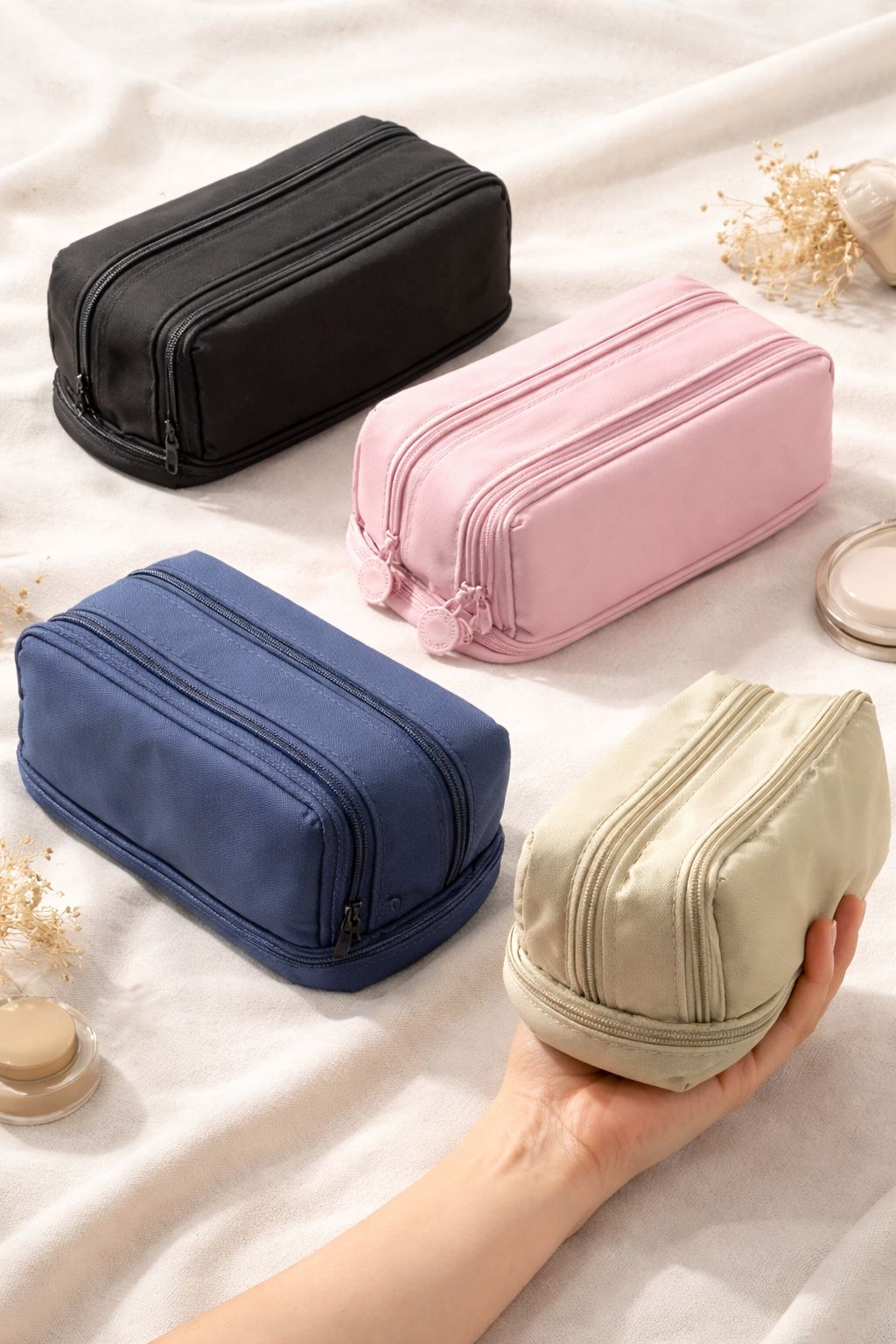 Cartuchera Saroo de Tela con 4 Cierres Metálicos