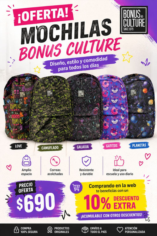 Mochila Bonus Culture Una Repartición y bolsillo delantero