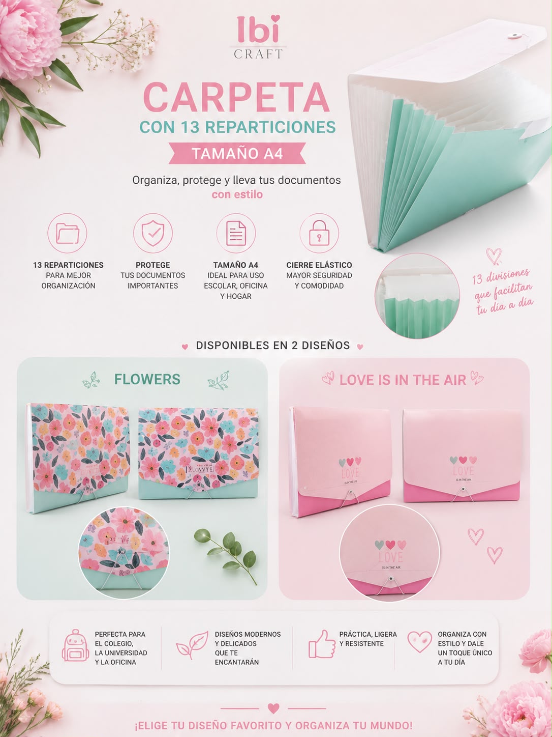 Carpeta Clasificadora Ibi Craft 13 Reparticiones