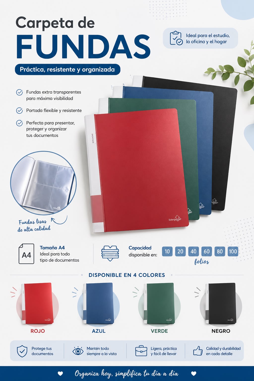 Carpeta A4 con 60 Folios Fijos