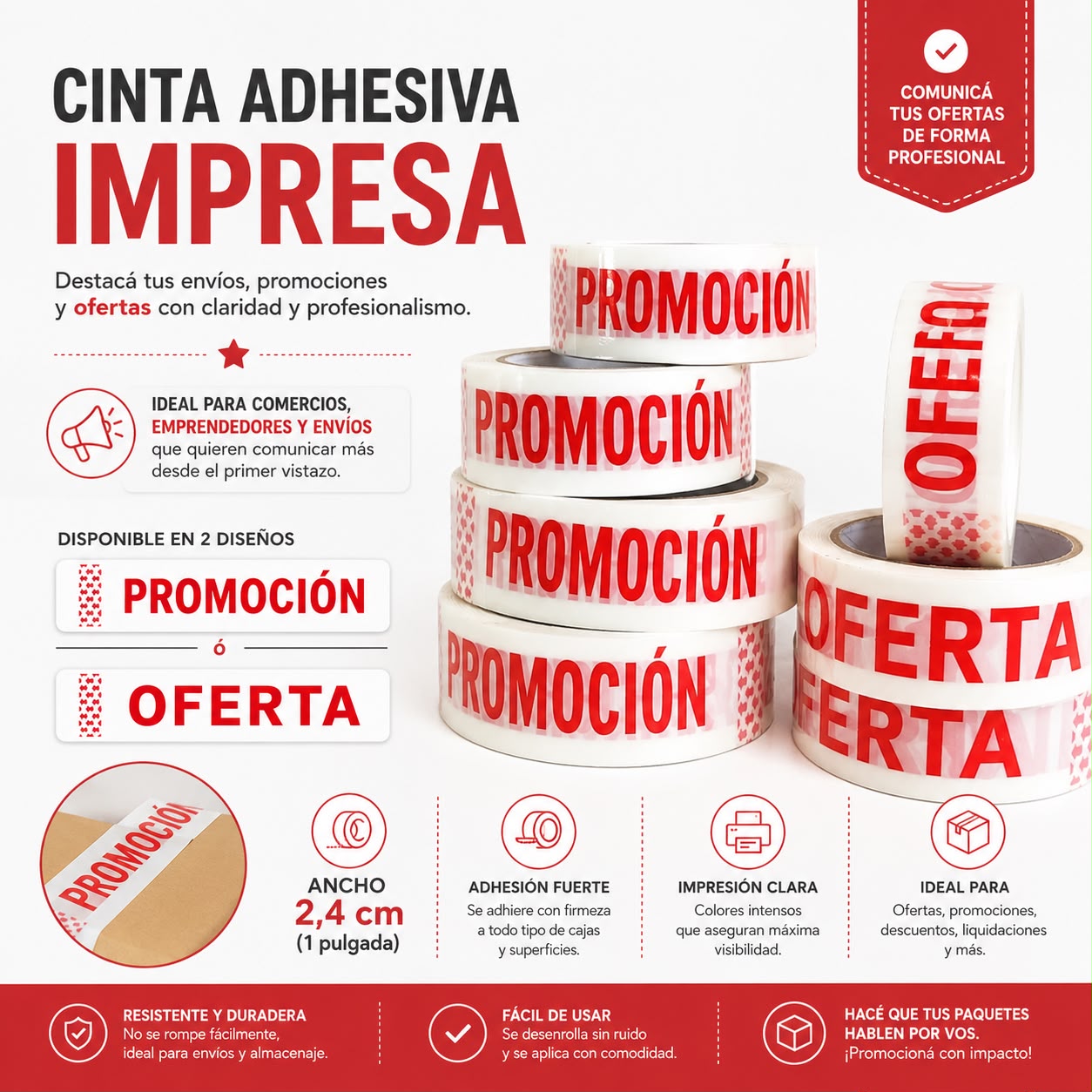 Cinta adhesiva " Oferta", "Promoción", "Frágil"