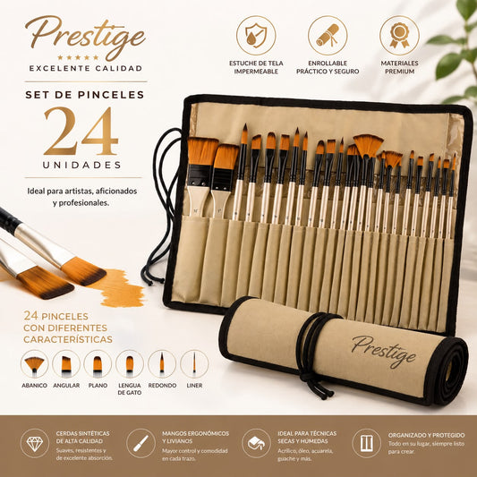 Pinceles Prestige en estuche regalable x 24