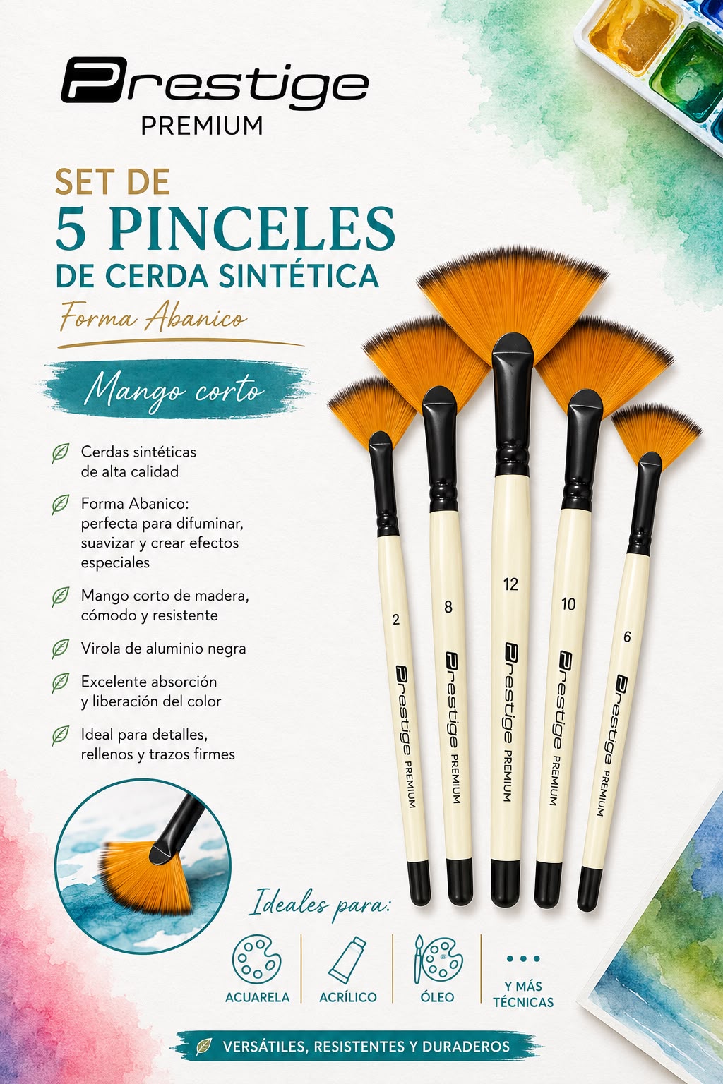 Pinceles Prestige surtidos en 5 diferentes sets, elegí el tuyo!!!