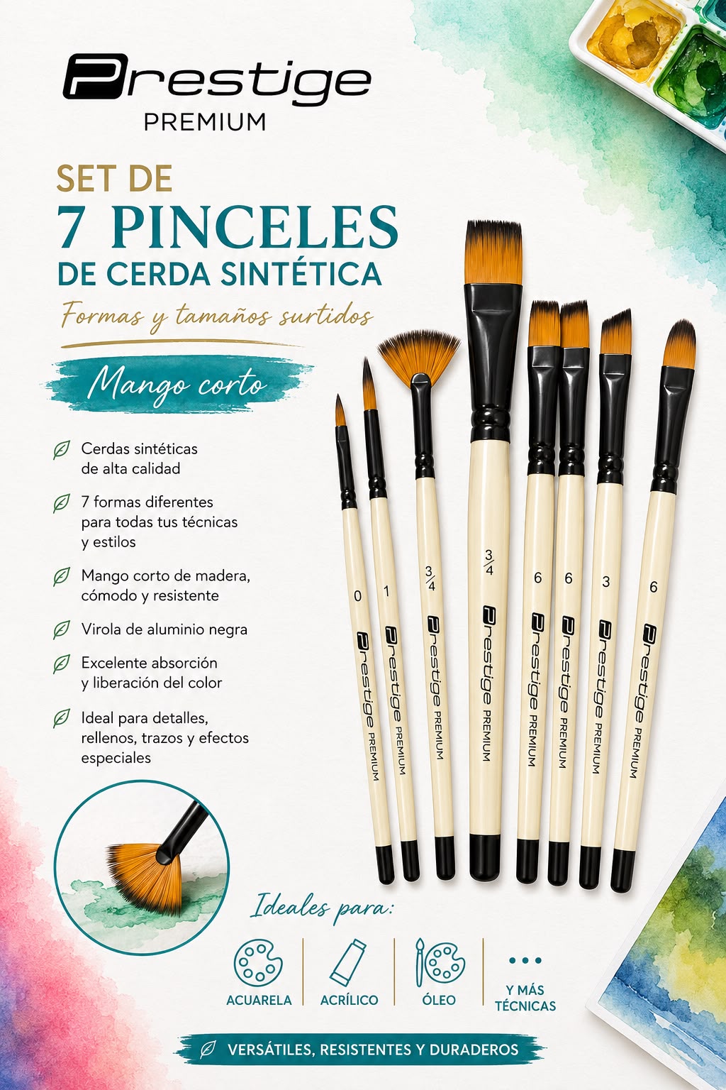 Pinceles Prestige surtidos en 5 diferentes sets, elegí el tuyo!!!
