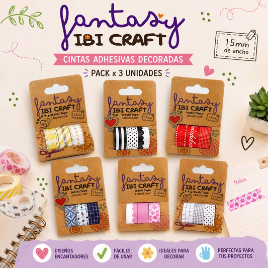 Cintas Ibi Craft Washi Tape x 3 unidades