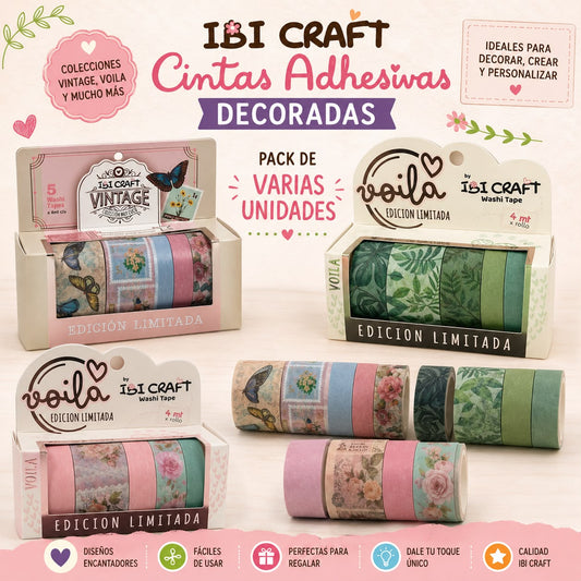 Cintas Ibi Craft Washi Tape Vintage, Hojas, Creativa, Correo Bonito o Travel