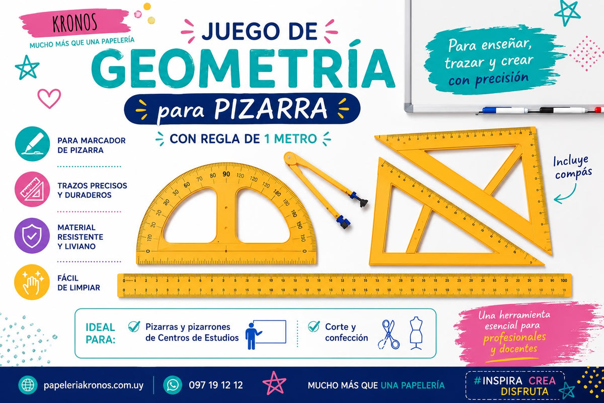 Juego de Geometría Plástico para Pizarrón