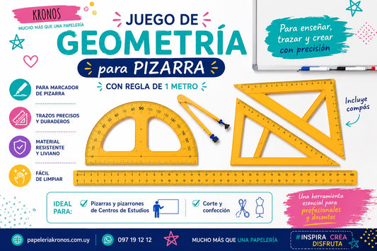 Juego de Geometría Plástico para Pizarrón