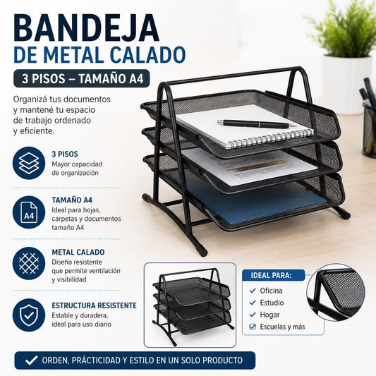 Bandeja de Metal Calado Triple