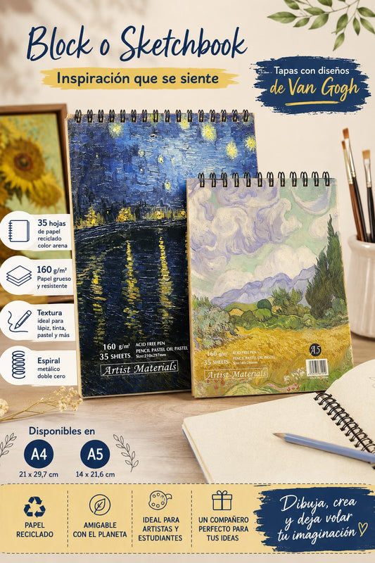 Block de dibujo Artist Materials 160g A4 o A5