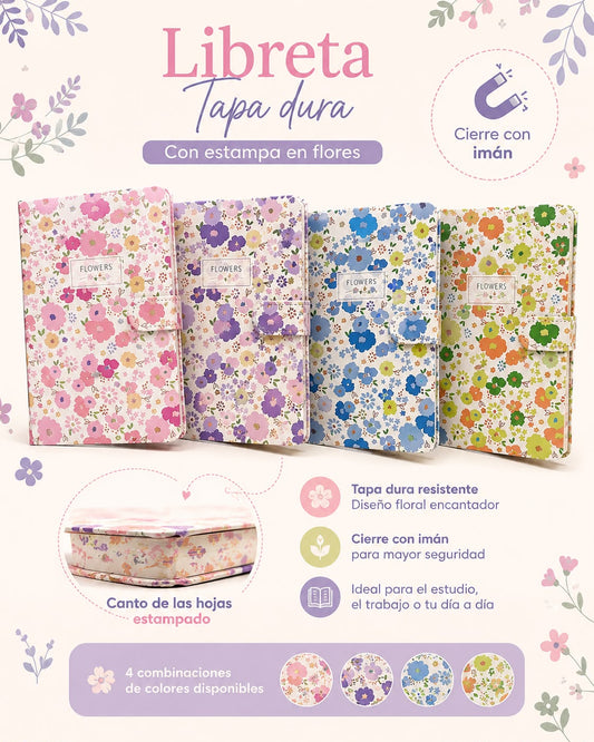 Libreta  Tapa Dura 13cm x 18cm con Cierre Imantado