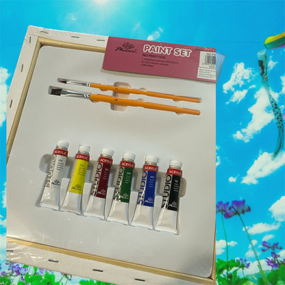 Bastidor con 6 Acrílicos y 2 Pinceles