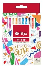 Bolígrafo Filgo con Brillantina x 10 Colores