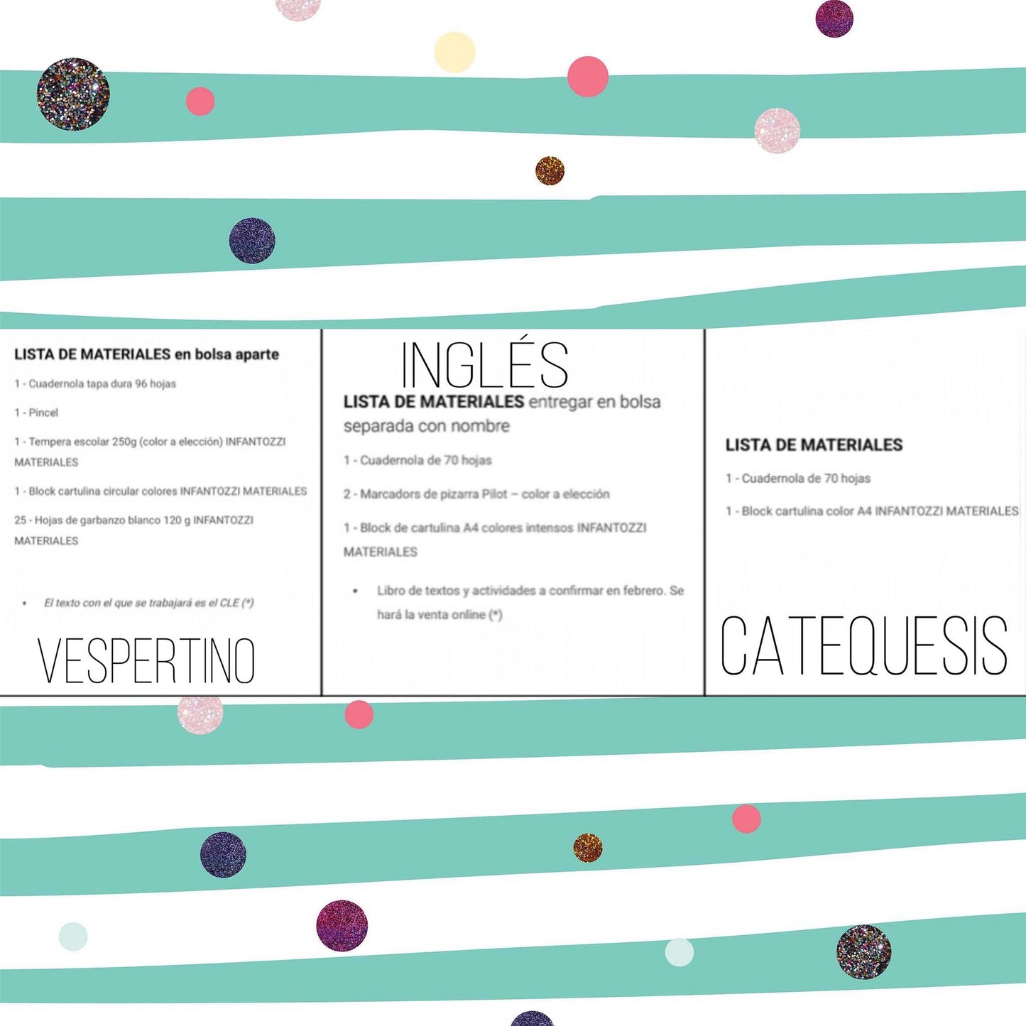 Lista Completa Colegio Clara Jackson de Heber 3º Inglés, Vespertino y Catequesis 2026