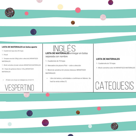 Lista Completa Colegio Clara Jackson de Heber 3º Inglés, Vespertino y Catequesis 2026