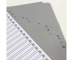 Indice de Pvc A4 para Archivadores