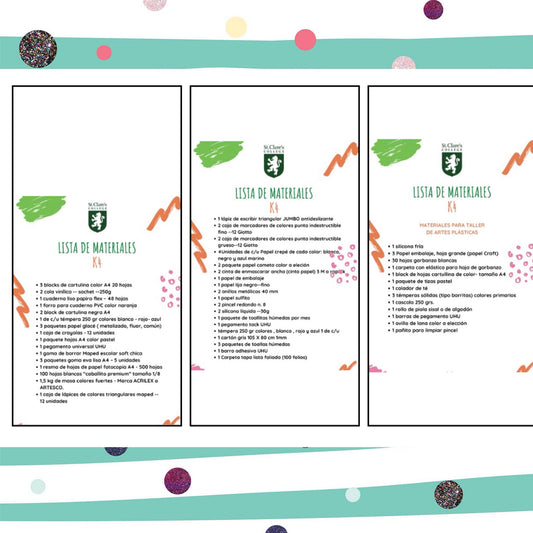 Lista de Materiales Completa para el Colegio St. Clare`s K4 2026
