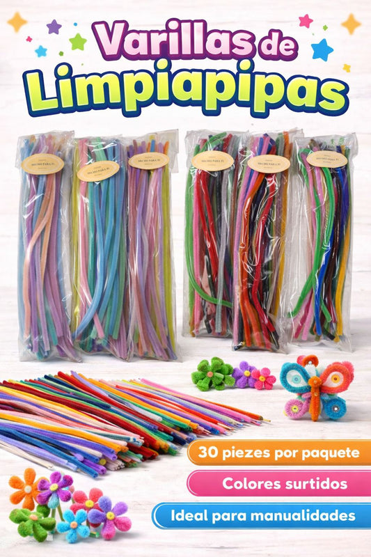Limpiapipas de colores x 30 unidades
