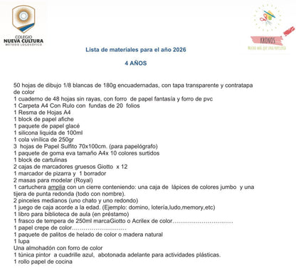 Materiales Completa Nueva Cultura 2026 Nivel 4 Años