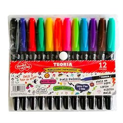 Marcadores Teoría Permanentes x 12 Colores Clásicos