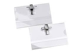 Solapero en pvc con alfiler y pinza, horizontal 8.8cm x 5.4cm