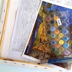 Set Para Pintar, Bastidor con Diseños de Artistas con Pinturas y Pinceles