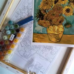 Set Para Pintar, Bastidor con Diseños de Artistas con Pinturas y Pinceles